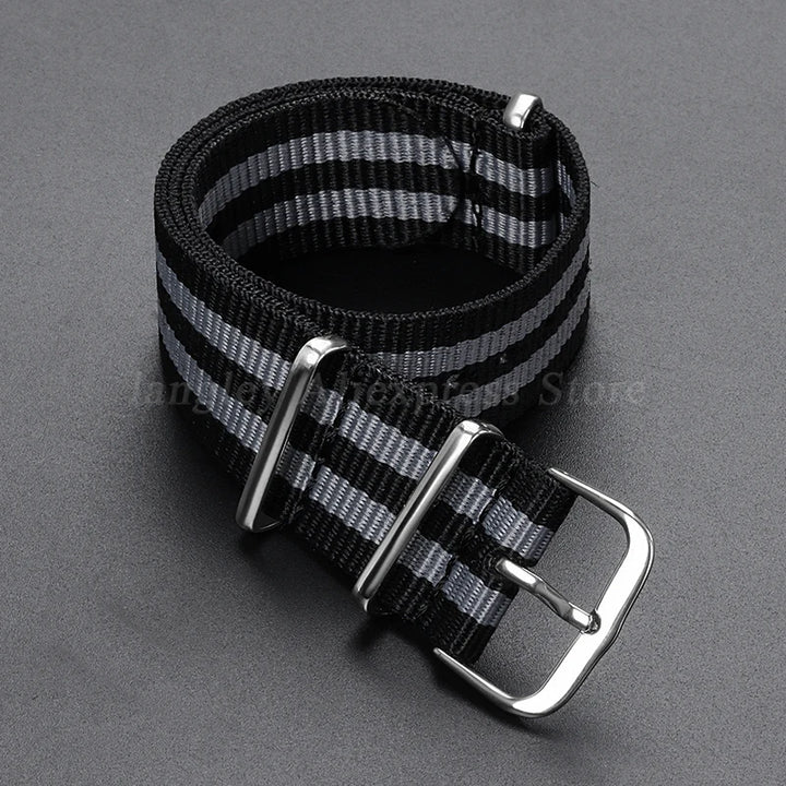 Nylon Army Sport Strap (18–22mm) – Black & Green