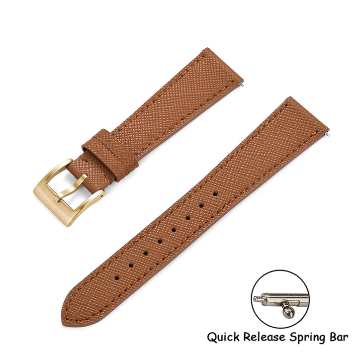 Quick Release Saffiano Leather Watch Strap – 18-24mm Universal