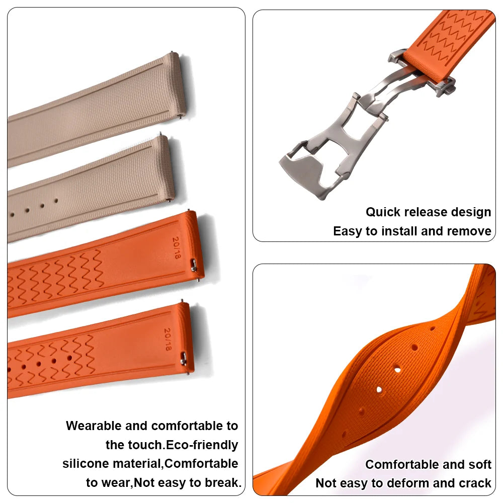High Quality FKM Rubber Watch Strap 20-21-22mm For Omega X Swatch MoonSwatch Men Women Sport Waterproof Folding Buckle Watchband