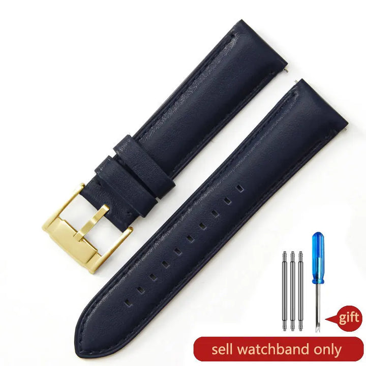 Genuine Leather Watch Strap for Fossil (22/24mm, Dark Blue)