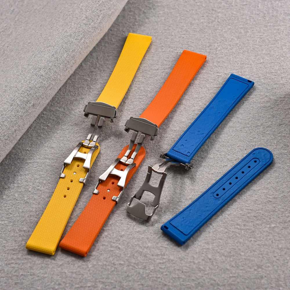 JUELONG Premium Grade Soft FKM Rubber Watch Strap Perfect Fit Flat End Universal Quick Release Straps 20mm Watchbands