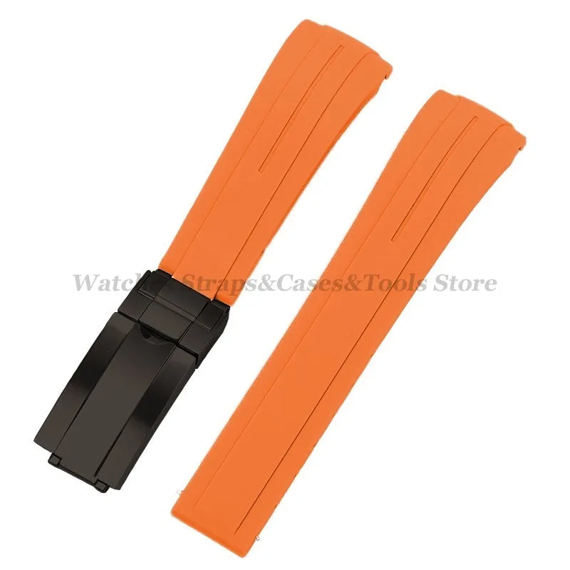Curved Rubber Watch Strap for Rolex Daytona/Submariner – 20–22mm, Silicone