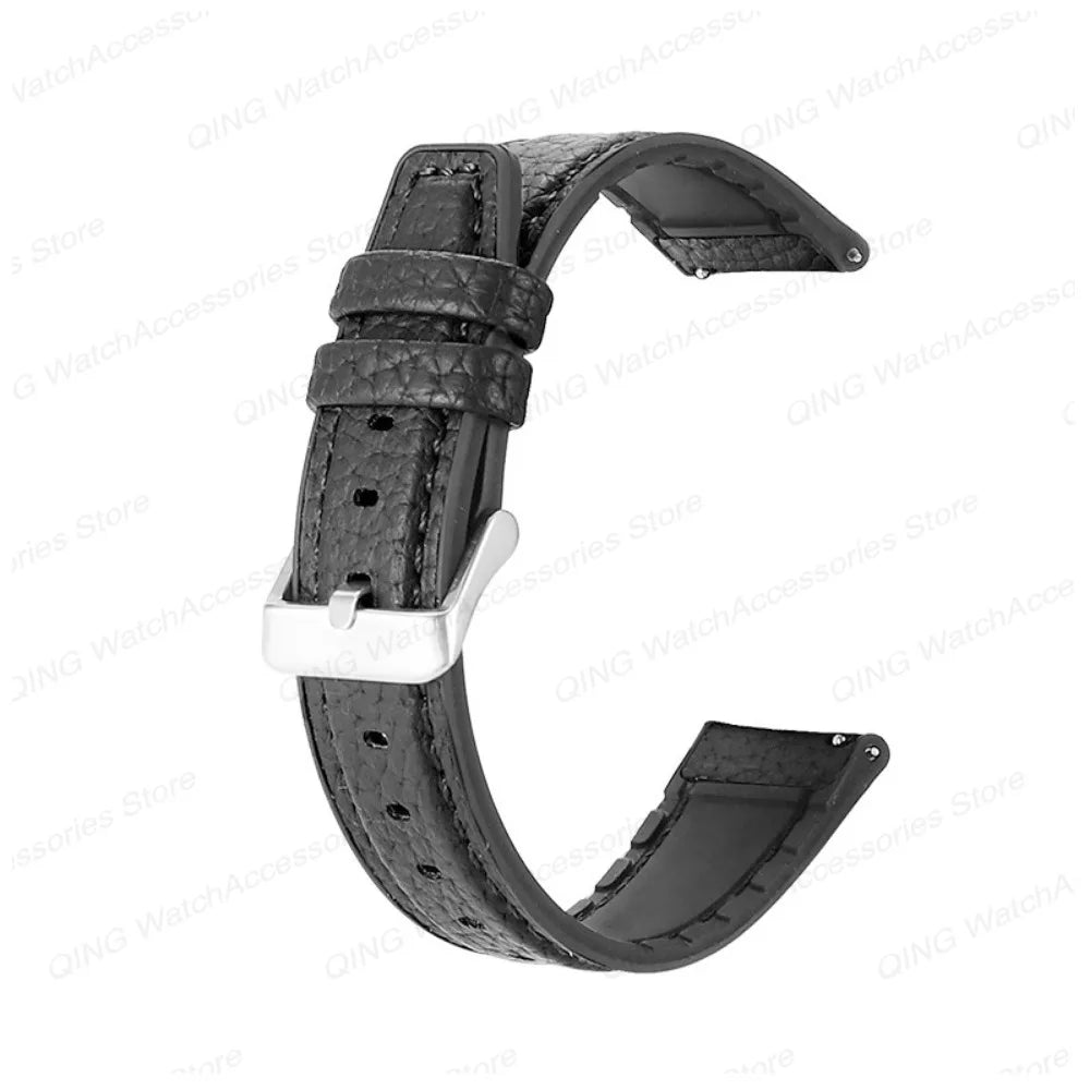 Silicone Leather Quick‑Release Watch Strap – 18/20/22mm, Waterproof for