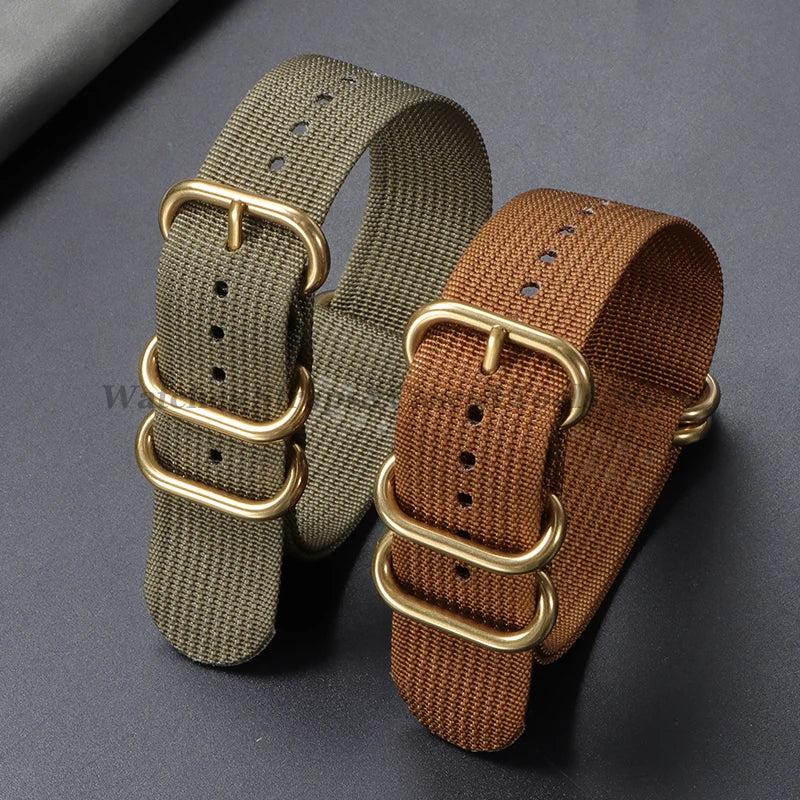 Sailcloth Nylon Watch Strap with Ring Buckle (18–24mm)