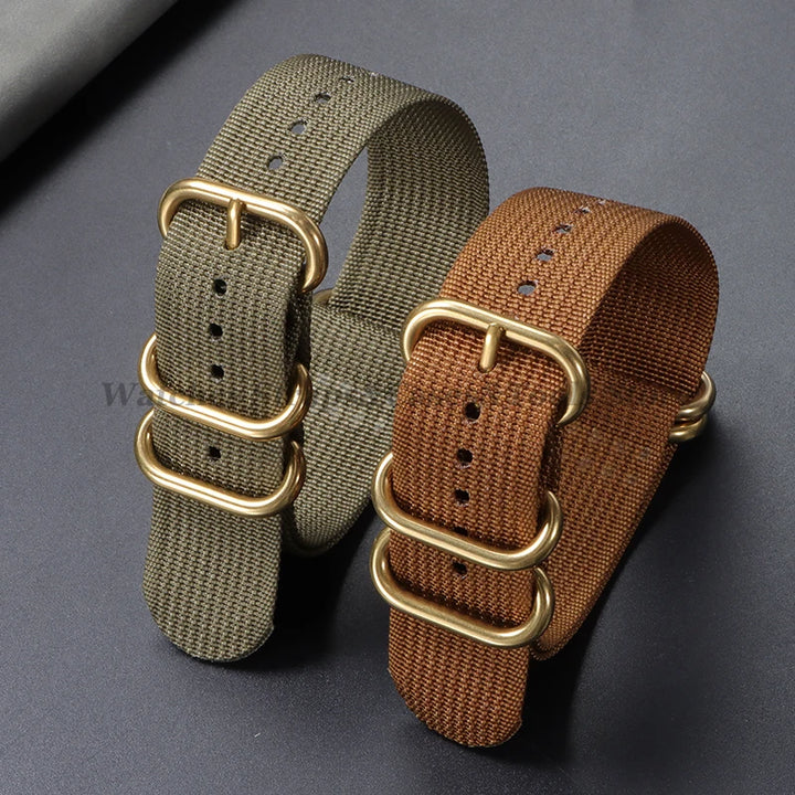Sailcloth Nylon Watch Strap with Ring Buckle (18–24mm)