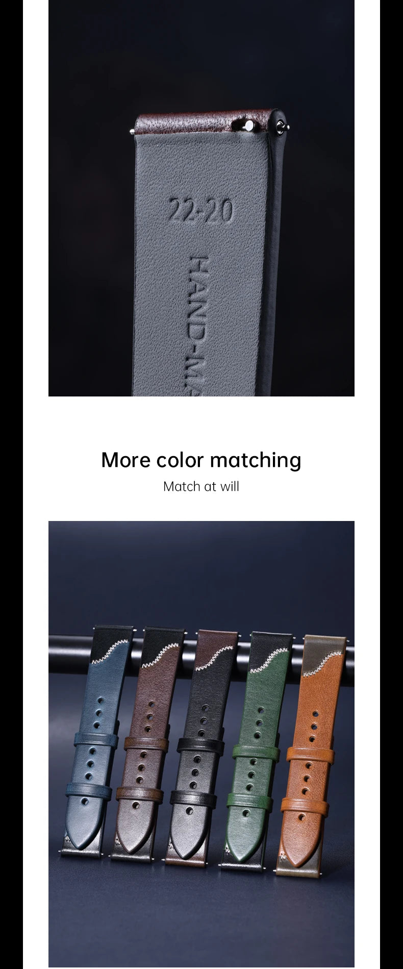 Maikes Luxury Design Bicolor Watch Strap Quick Release With Rose Gold Buckle Handmade Stitching Full Grain Leather Watch Strap