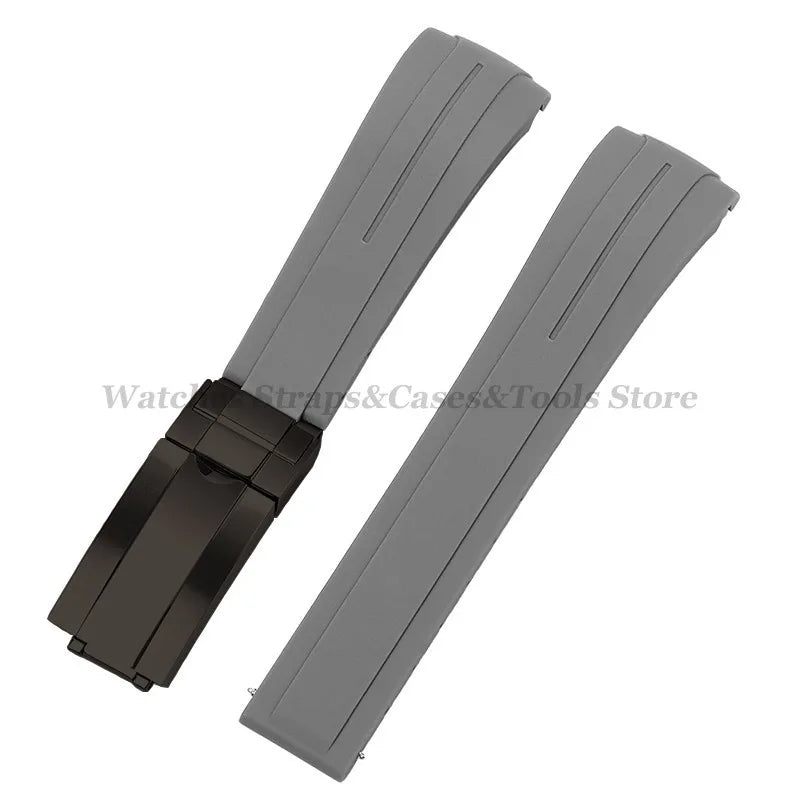 Curved Rubber Watch Strap for Rolex Daytona/Submariner – 20–22mm, Silicone