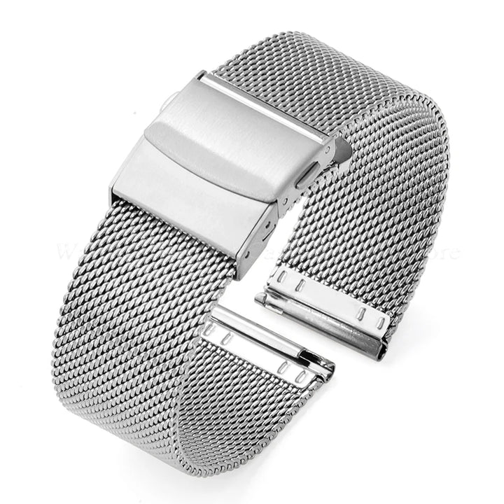 General Use Quick Release Watchband Stainless Steel Band 0.6mm Milanese Strap 12/14/16/18mm 20mm 22mm 24mm for Omega for DW Belt