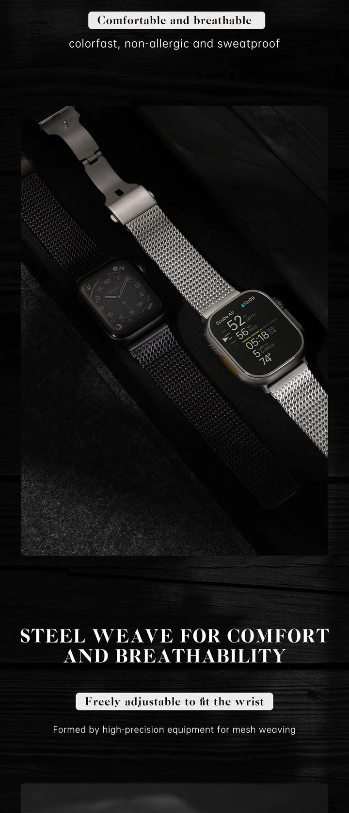 Top Stainless Steel Milanese Mesh Strap For Apple Watch Ultra 2 49mm Series 10 46mm 42mm 45mm 44mm Bracelet Apple Watch Band