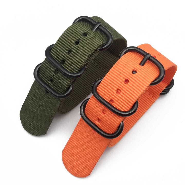 Multicolor Nylon Watch Strap 18–24mm (Black Buckle)