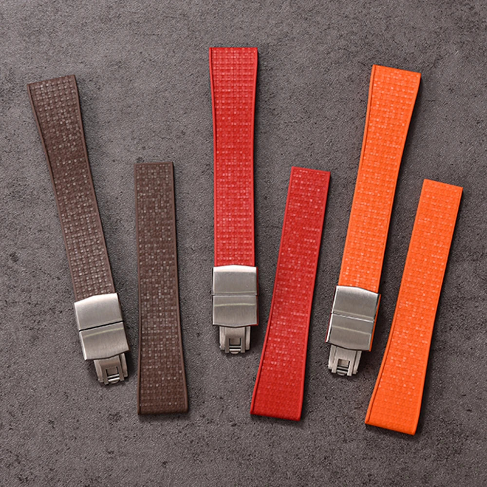 JUELONG Mosaic FKM Rubber CTS Strap 20mm 22mm Quick Release Spring Clasp For Perfect Fit Flat End Universal Watch Straps