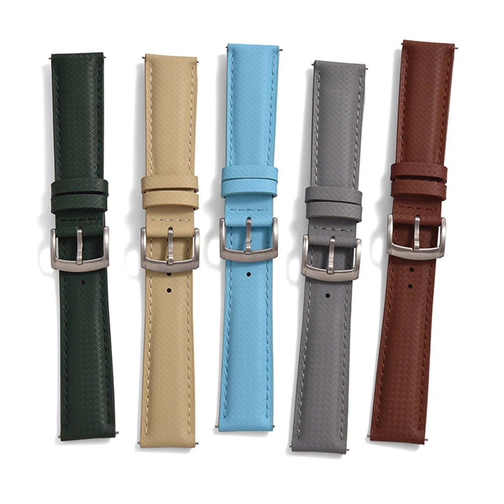 New Design FKM Rubber Sailcloth Strap 18/19/20/22mm Quick Release Leather Watch Band Universal Butterfly Buckle Band For Omega