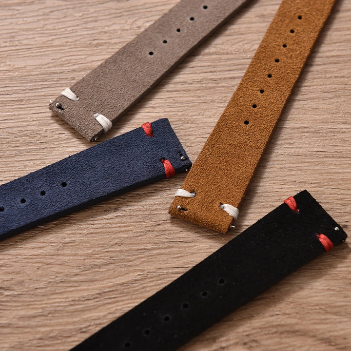 Vintage Suede Leather Quick Release Watch Strap – 20/22mm Brown/Grey