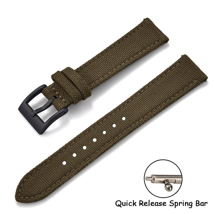 Sailcloth Leather Watch Strap – 18-22mm Quick Release
