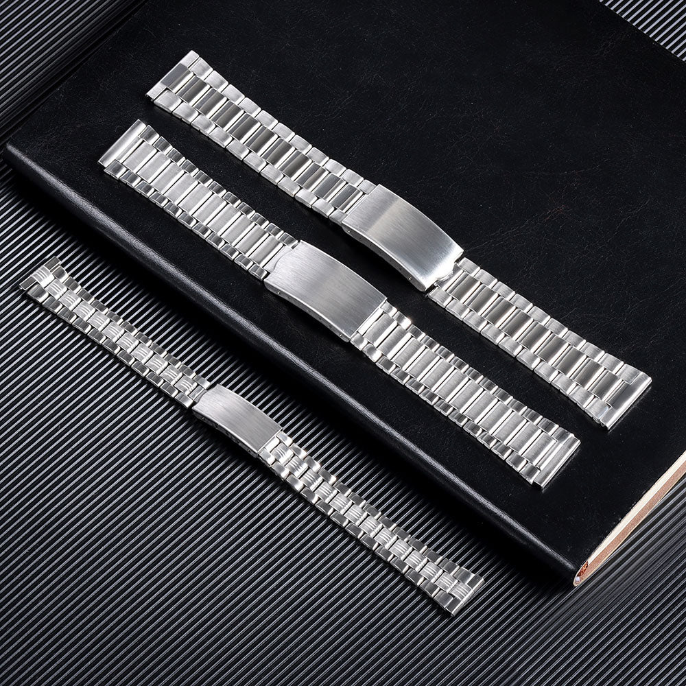 Stainless Steel Watch Strap – 12–20mm, Folding Buckle, Silver & Gold