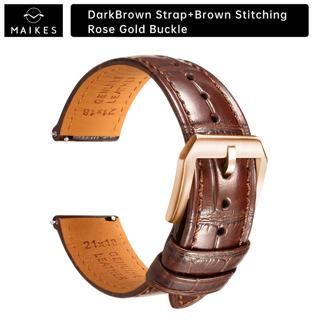 MAIKES Luxury Leather Watch Strap Quick Release Accessories For Rolex Omega IWC Watchbands Green 19mm 20mm 21mm 22mm Watch Band