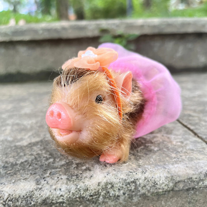 12 cm Mini Silicone Reborn Piglet Doll + 3 Outfits