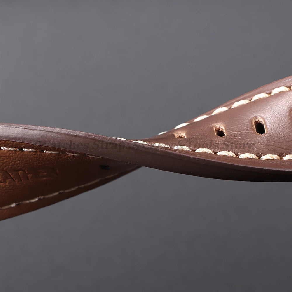 Cowhide Crazy Horse Genuine Leather Bracelets 20mm 22mm 24mm 26mm for Panerai for Omega Belt Dark Brown Men's Women Watch Strap