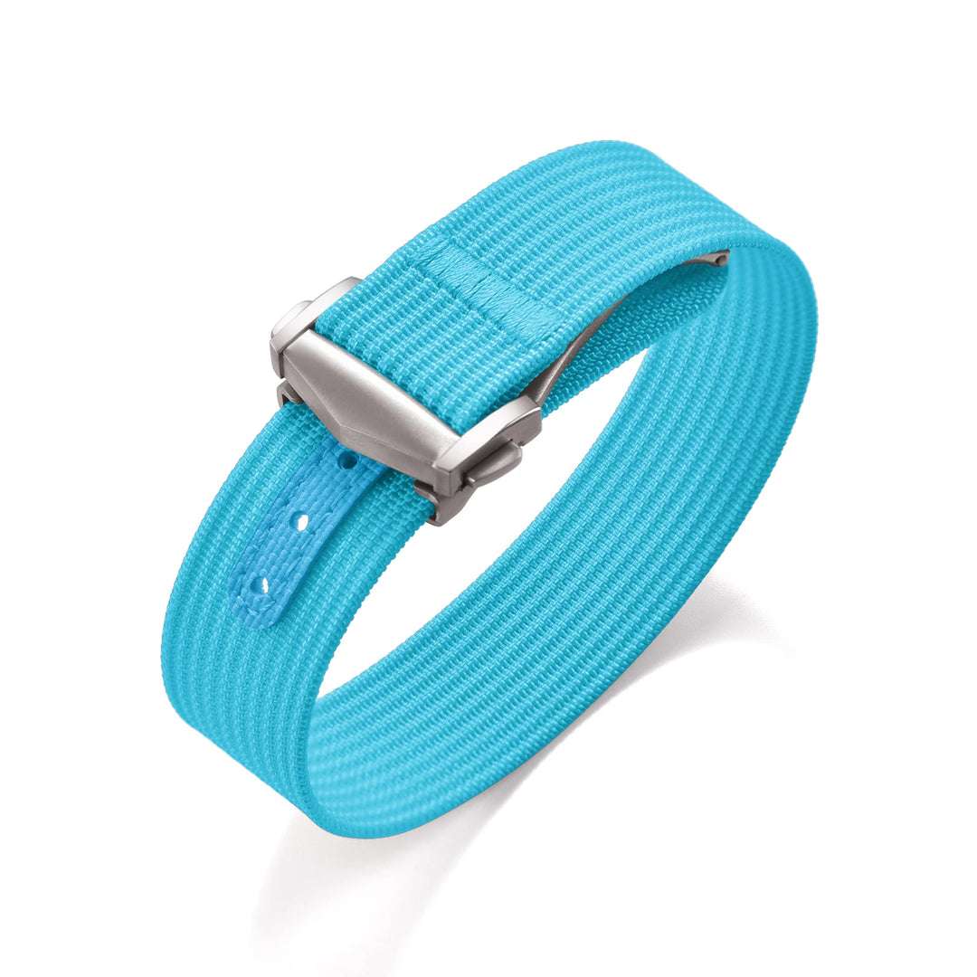 Ribbed Nylon & FKM Rubber Watch Strap – 18–22mm Folding Buckle for Omega, Tudor & Seiko