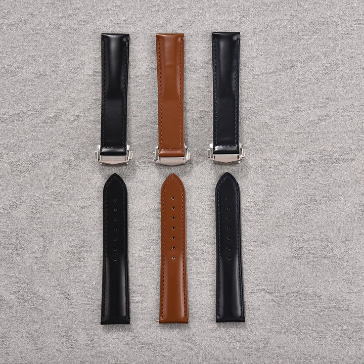 Cowhide Leather Strap Folding Buckle 19mm 20mm 21mm 22mm for Omega Seamaster Universal Leather Watch Band Watch Accessories Men