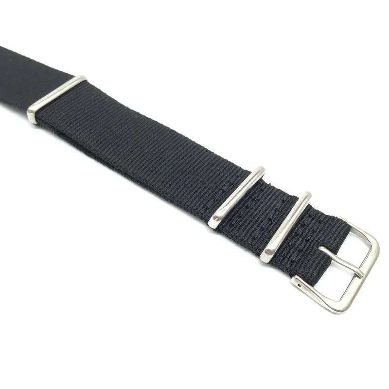 Black Woven Nylon Watch Strap 16–24mm Military Style