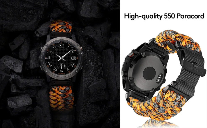 HEMSUT Garmin QuickFit Paracord Nylon Strap (22/26mm)
