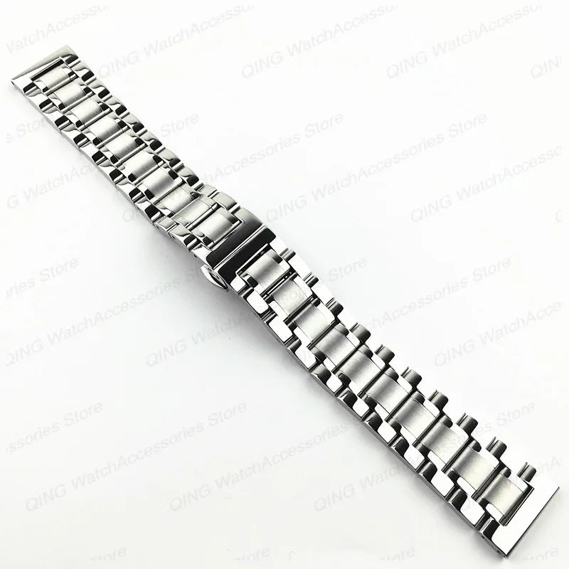 Arc Flat-End Stainless Steel Watchband – Universal, 12–24mm, Butterfly Clasp