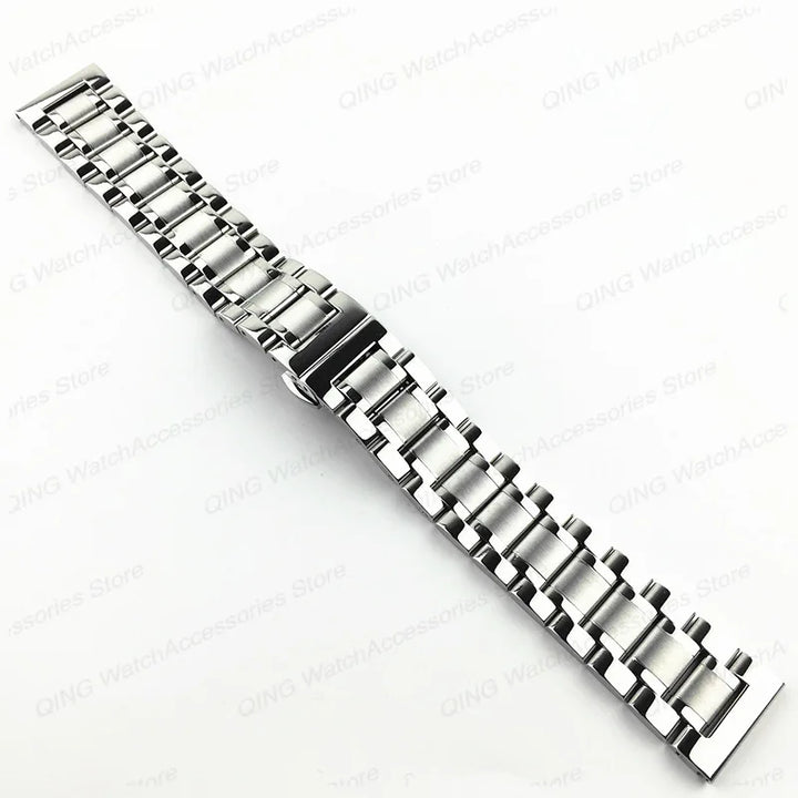 Arc Flat-End Stainless Steel Watchband – Universal, 12–24mm, Butterfly Clasp