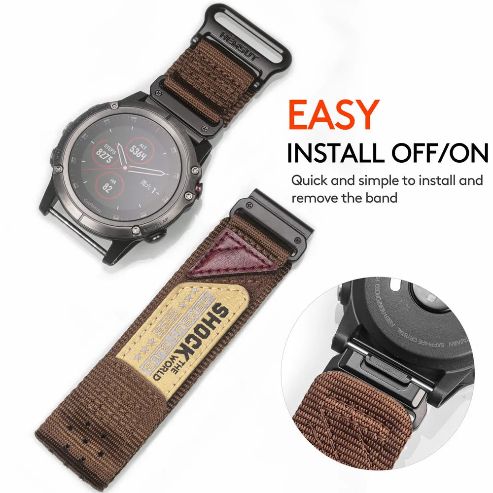 Quickfit Nylon Sports Watch Strap – 20–26mm for Garmin Fenix & Epix
