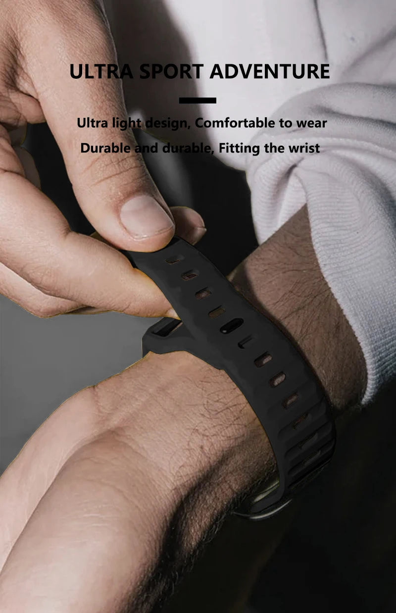 Silicone Apple Watch Band 38–49mm for iWatch Series 3–8 & Ultra