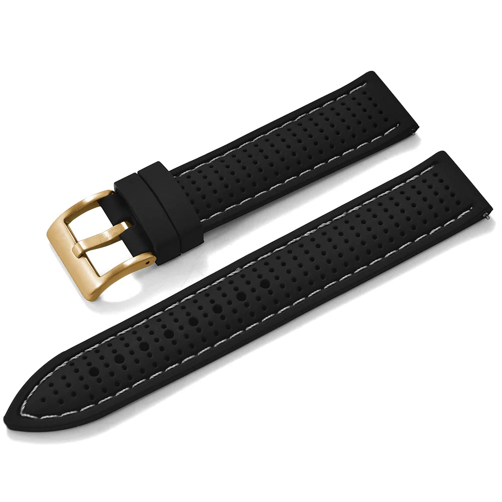 JUELONG Premium Porous Design Soft Rubber Watch Strap Perfect Fit Flat End Universal Quick Release Watch Strap 18mm 20mm 22mm