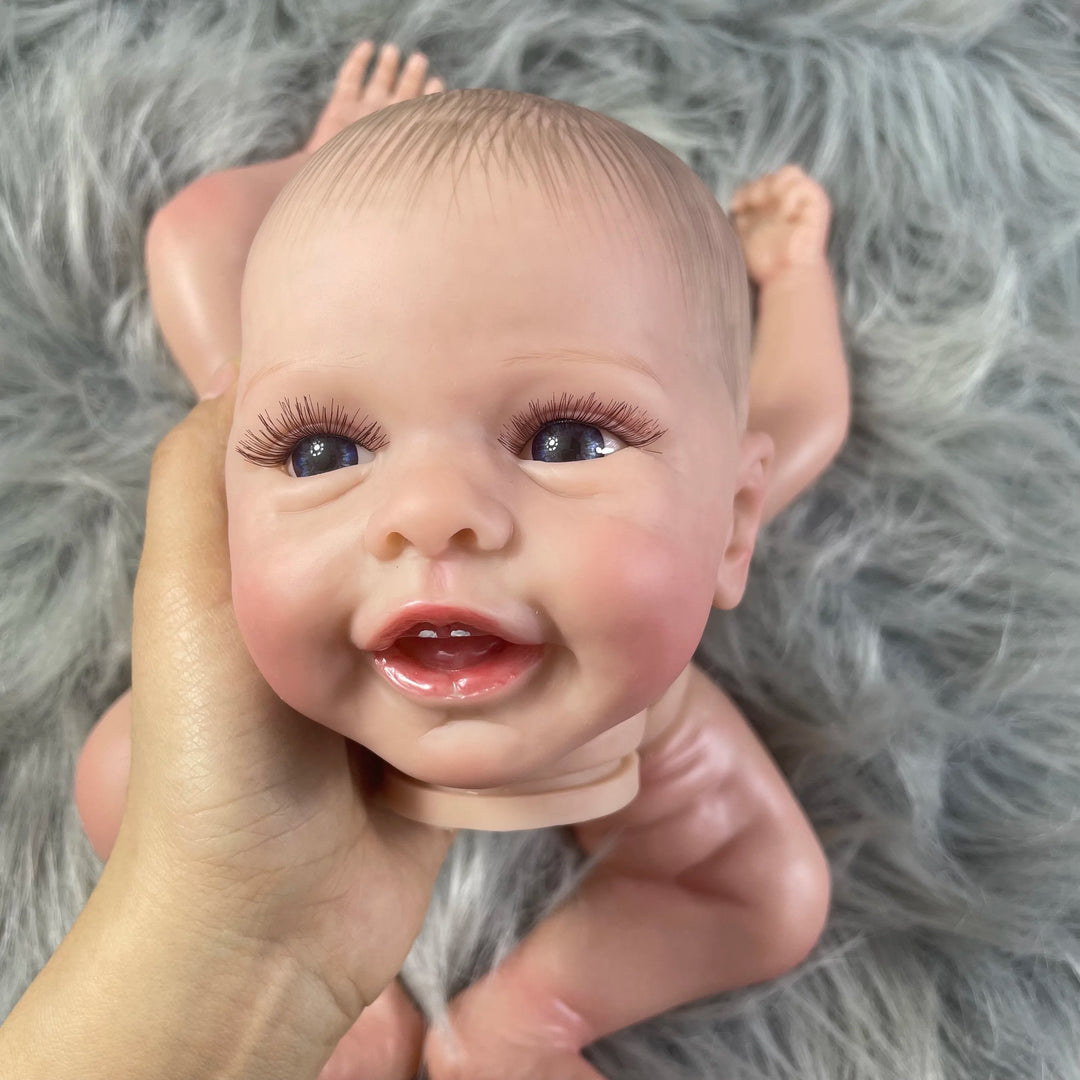 17″ Finished Painted Blossom Reborn Doll Kit – 3D Skin, Visible Veins with Eyelashes & Cloth Body