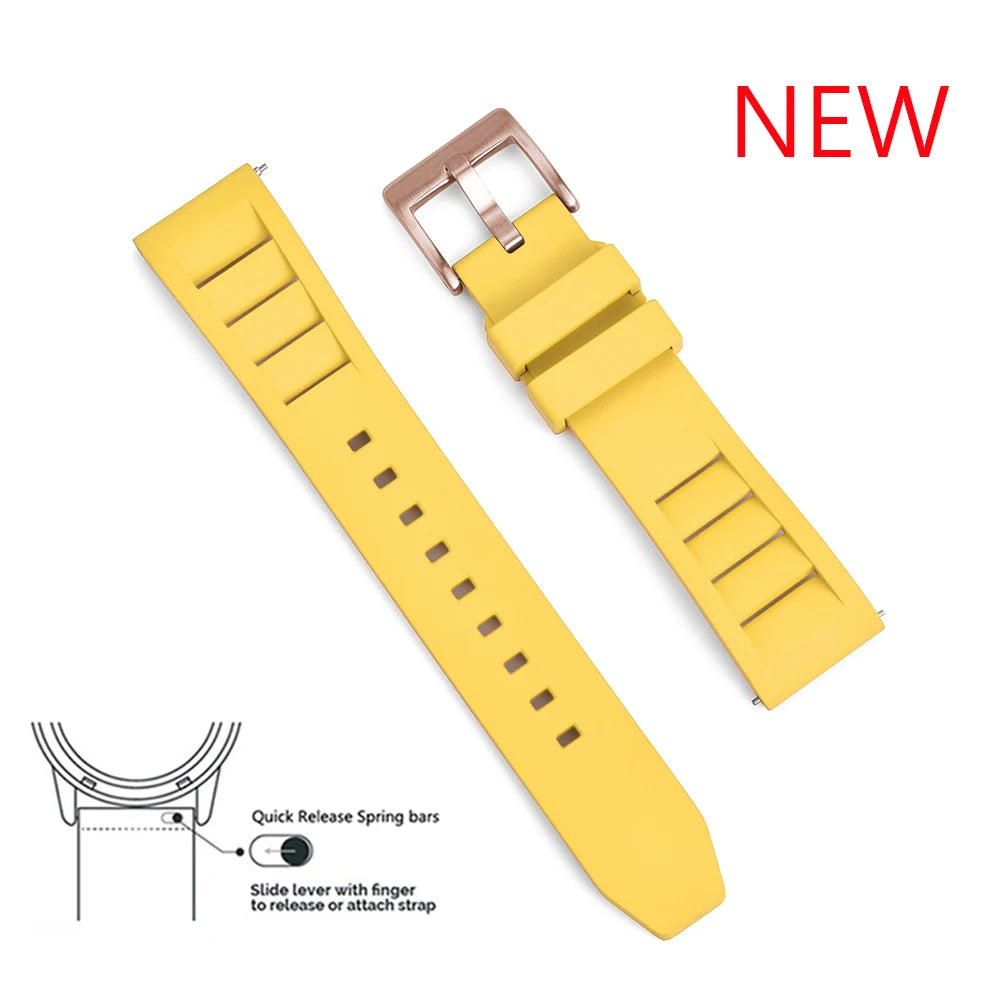 Premium Fluoro Rubber Watch Band Quick Release FKM Rubber Watch Strap 20mm 22mm Watch Strap Watch Replacement Watchband