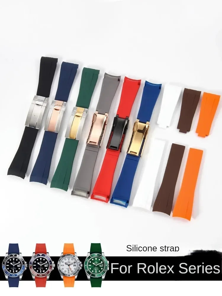 Silicone Rubber Watch Band 20mm for Rolex Daytona, Submariner, Yacht-