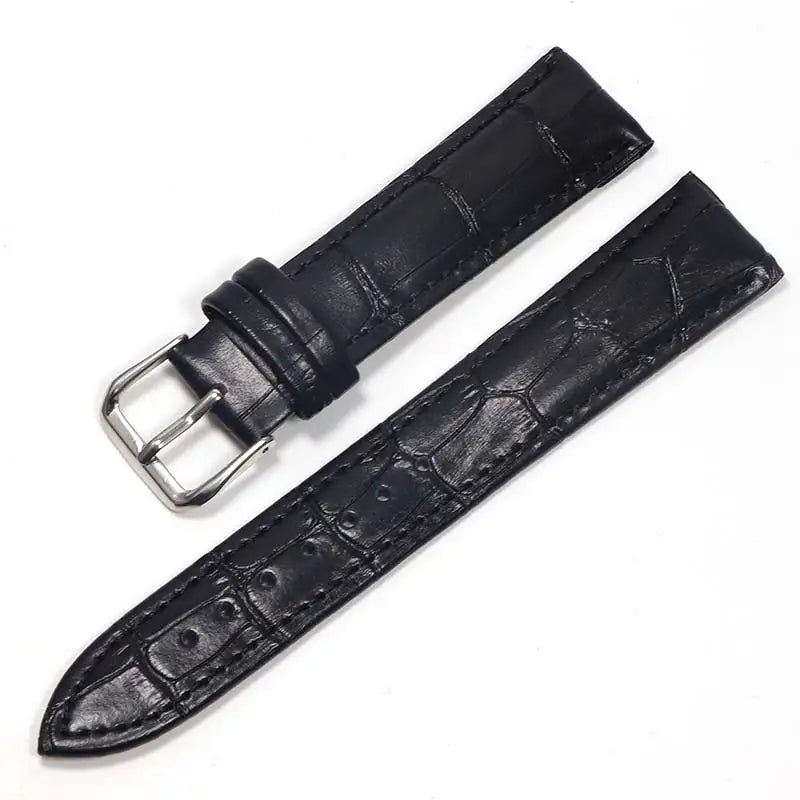 Genuine Leather Watch Strap with Steel Pin Buckle (12-24mm)