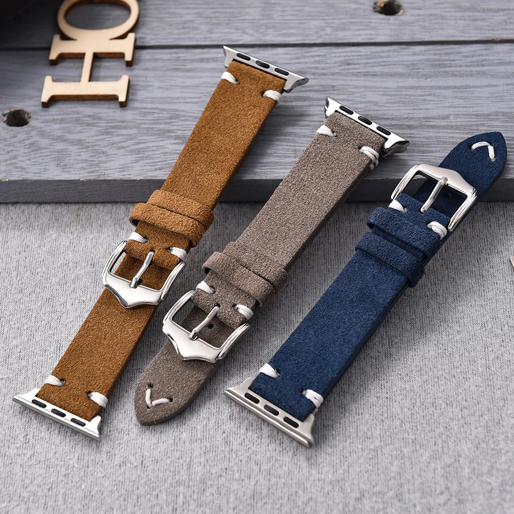 Suede Leather Strap for Apple Watch Band 49mm 44mm 41mm 42mm 38mm 46mm Bracelet Men Women iWatch Ultra Series 2 10 9 8 7 SE 5 4