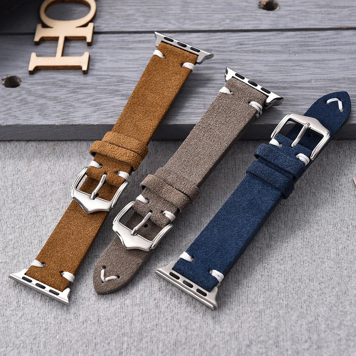 Suede Leather Strap for Apple Watch Band 49mm 44mm 41mm 42mm 38mm 46mm Bracelet Men Women iWatch Ultra Series 2 10 9 8 7 SE 5 4