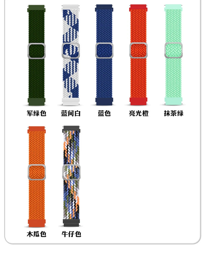 20/22mm Braided Nylon Strap for Realme Watch 2/3 & Amazfit Bip/GTS/GTR