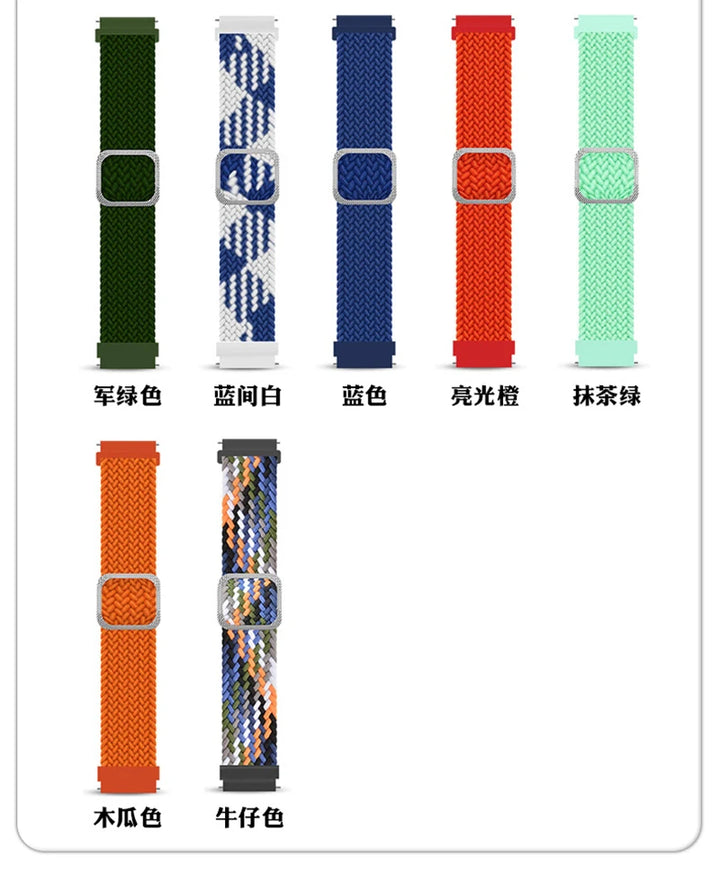 20/22mm Braided Nylon Strap for Realme Watch 2/3 & Amazfit Bip/GTS/GTR