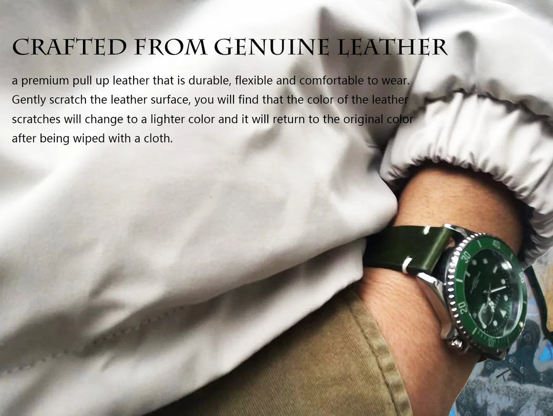 Wax Genuine Leather Watch Band 18–24mm