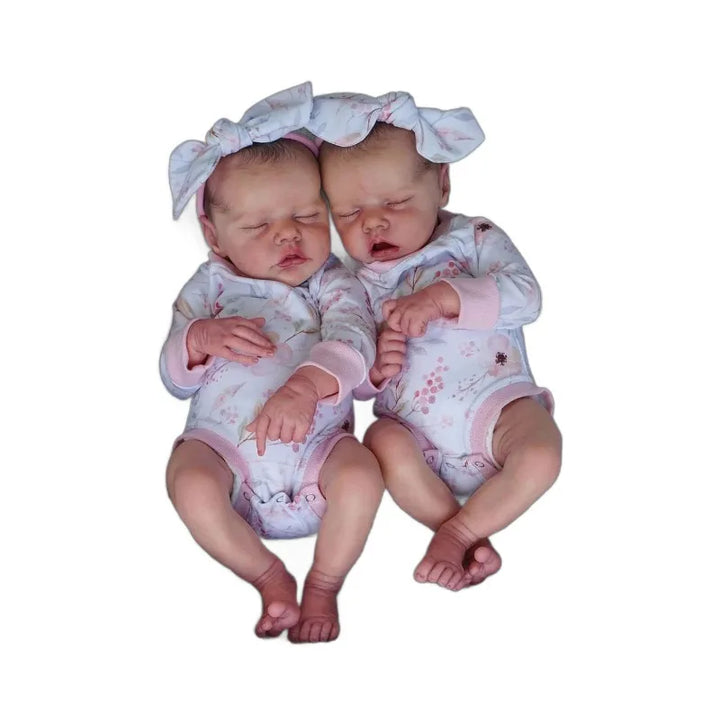 NPK 18inch Lifelike Reborn Baby Doll Twins TWINA & TWINB Handmade 3D Skin Multiple Layers Painting Collectible Art Doll Set