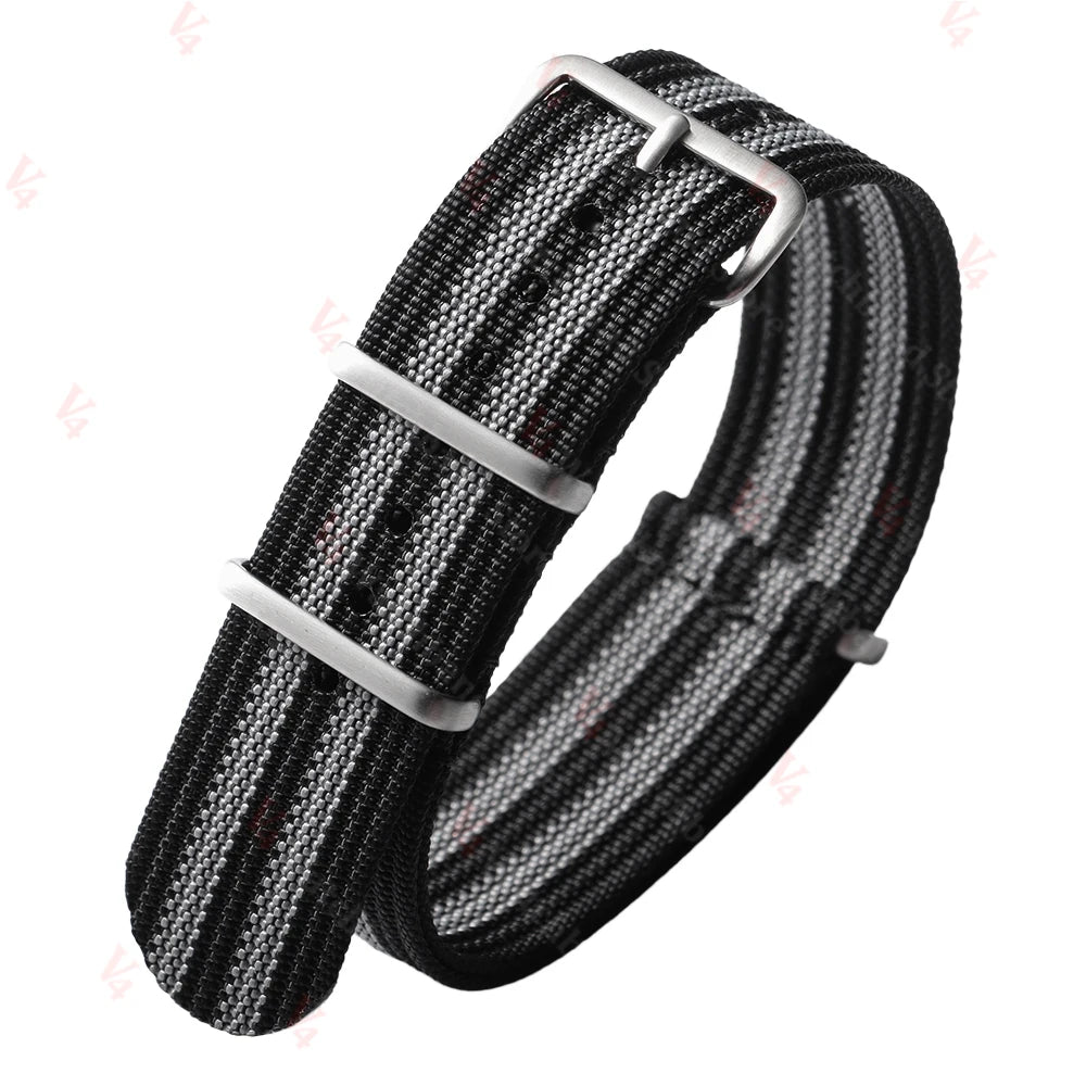 Ribbed Nylon Watch Band 18–22mm (Military Style)