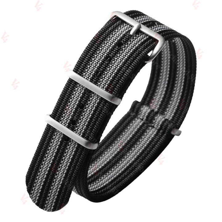 Ribbed Nylon Watch Band 18–22mm (Military Style)