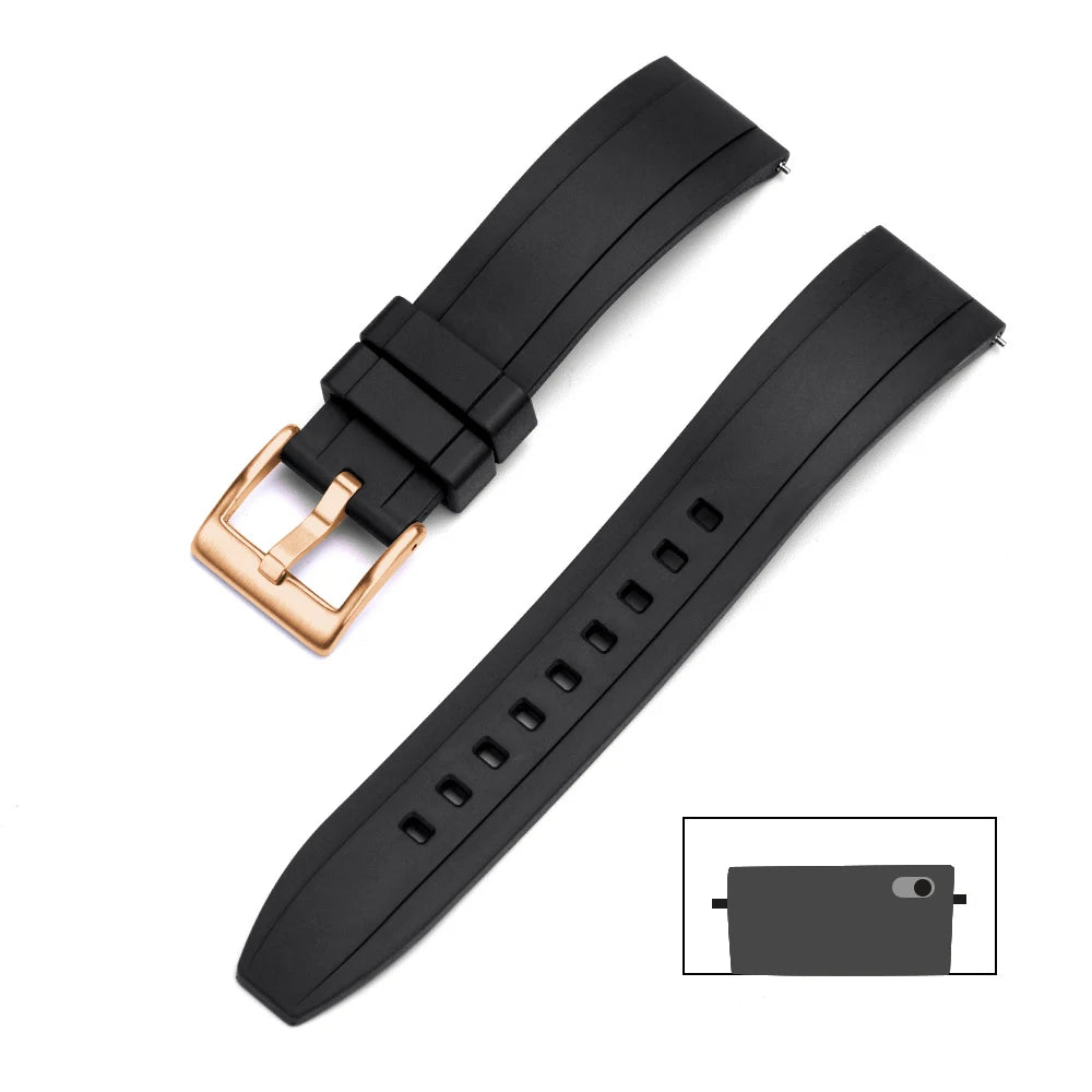 Universal FKM Rubber Watch Strap – 20–24mm Waterproof Sport Band for Rolex, Omega, Armani & Seiko