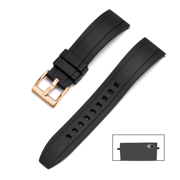 Universal FKM Rubber Watch Strap – 20–24mm Waterproof Sport Band for Rolex, Omega, Armani & Seiko