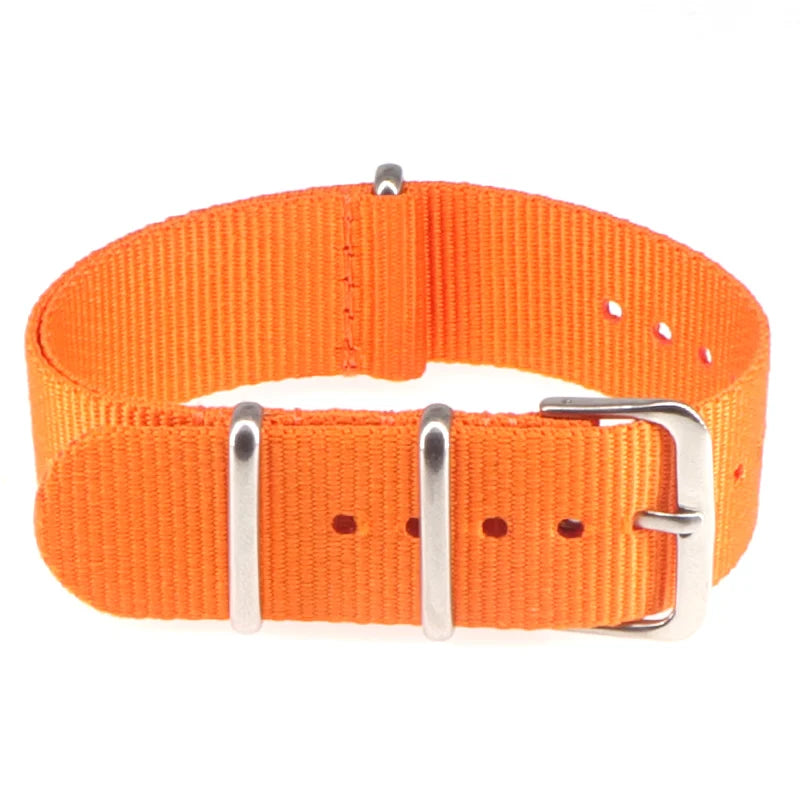 Striped Nylon Watch Strap with Silver Buckle (16-22mm)