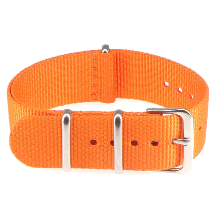 Striped Nylon Watch Strap with Silver Buckle (16-22mm)