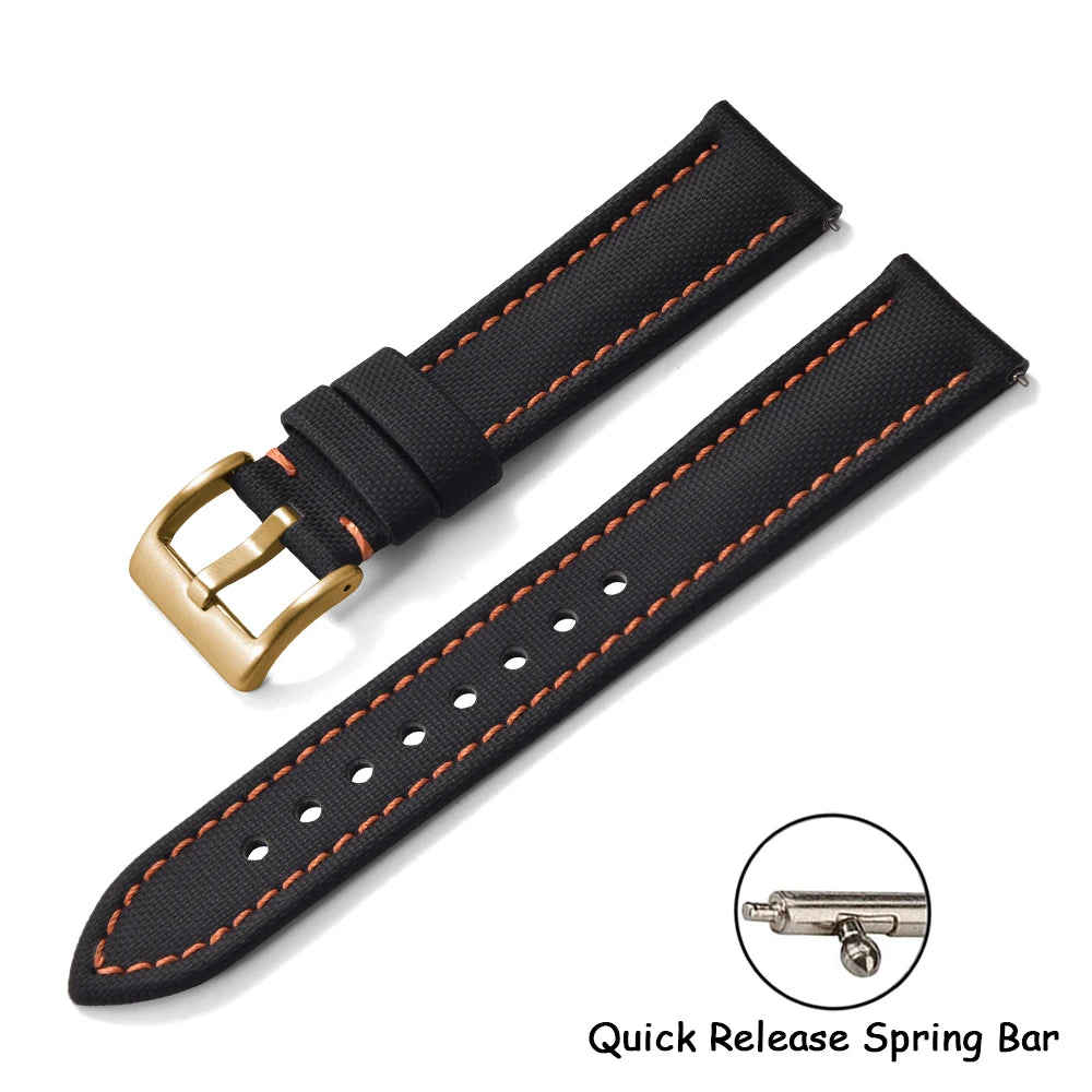 Universal Sailcloth Watch Band 18mm 20mm22mm Sailcloth Leather Strap Qucik Release Bracelet Accessories for Omega for Seiko Belt
