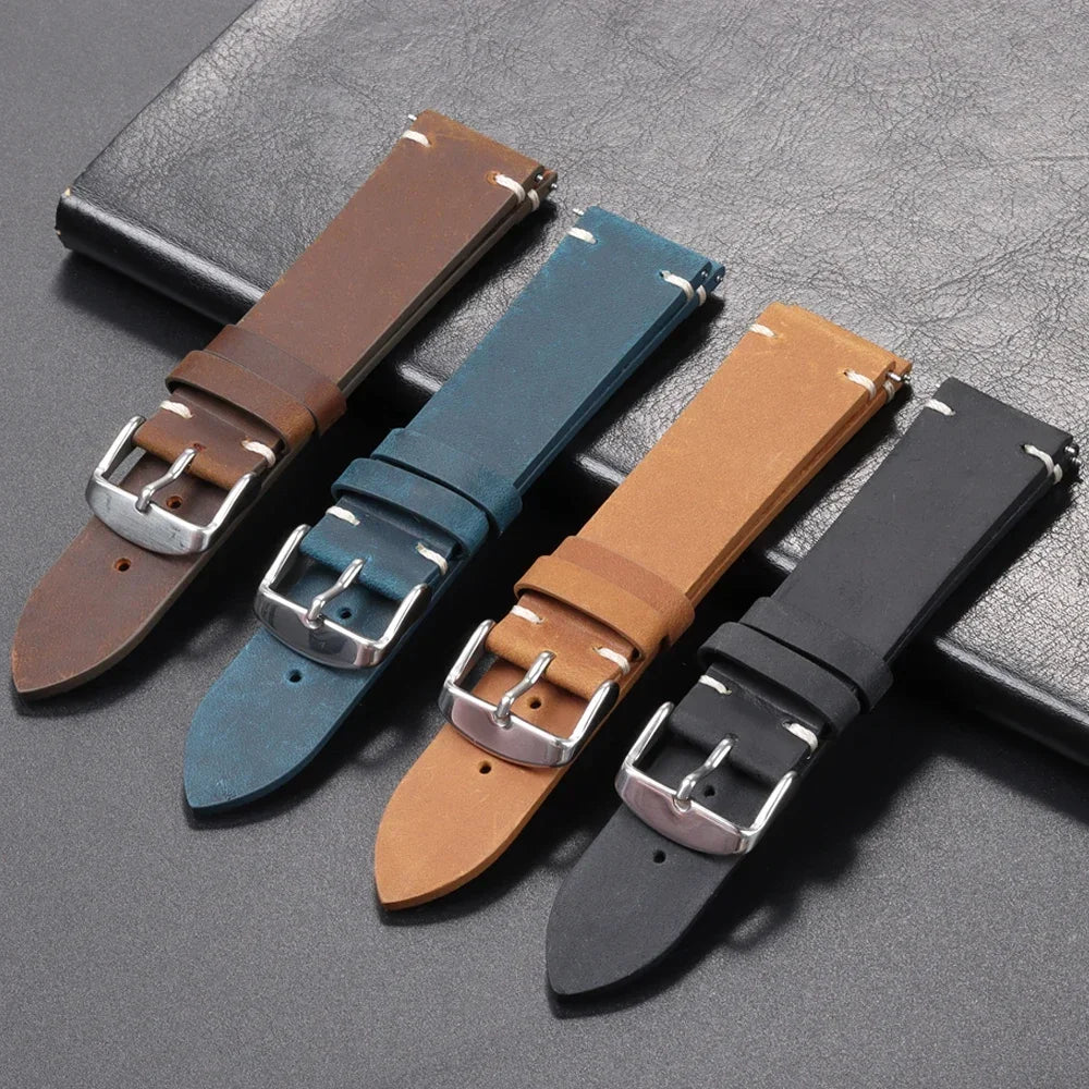 Calfskin Genuine Leather Watchbands Black Blue Watch Band 18mm 20mm 22mm 24mm Smartwatch Strap Dark Brown Watches Accessories
