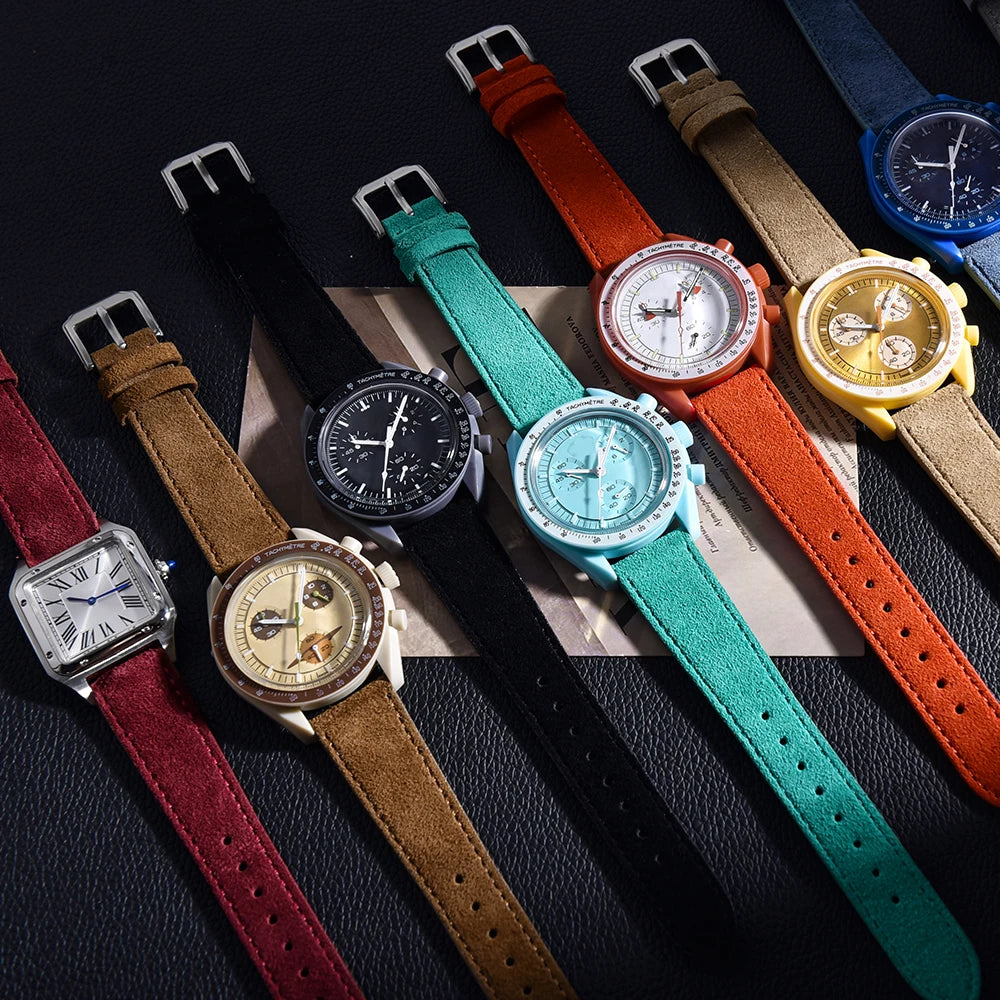 Vintage Suede Leather Watch Strap 18-22mm Quick Release for Omega, Seiko, Cartier, Tissot